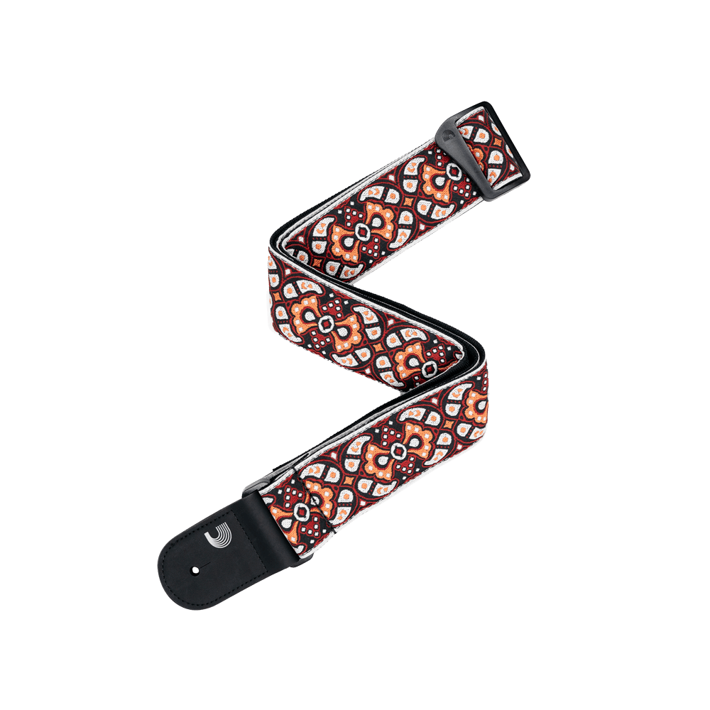 D'Addario Eco Woven Guitar Strap, Red & Orange
