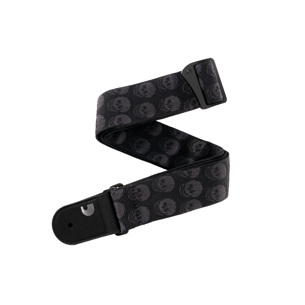 D'Addario Woven Guitar Strap, Skulls Black Tubular