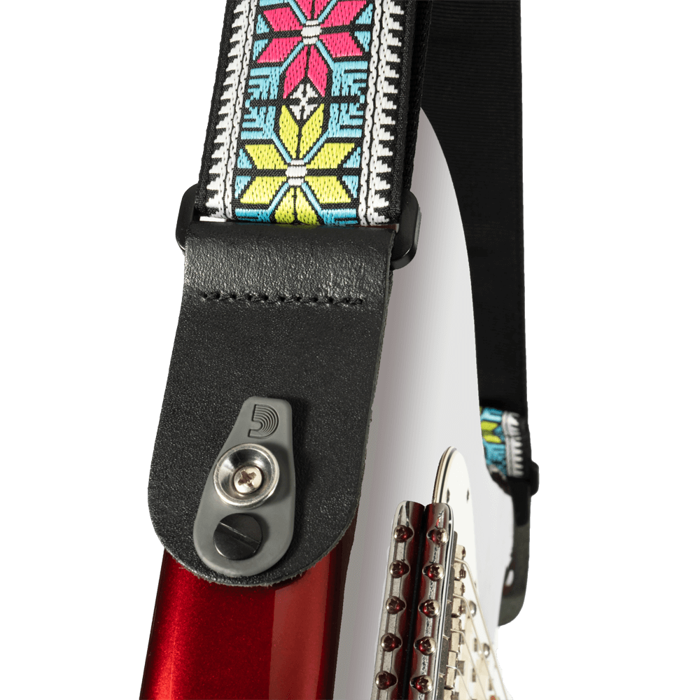D'Addario Pad Lock Woven Guitar Strap, Parallel Flowers