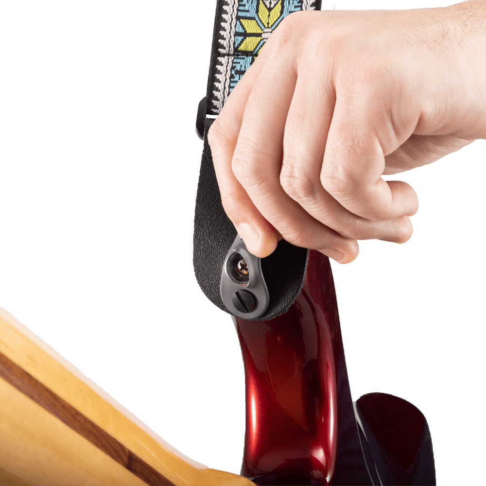 D'Addario Pad Lock Woven Guitar Strap, Parallel Flowers