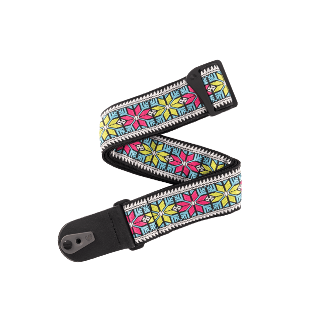 Pad Lock Woven Guitar Strap, Parallel Flowers