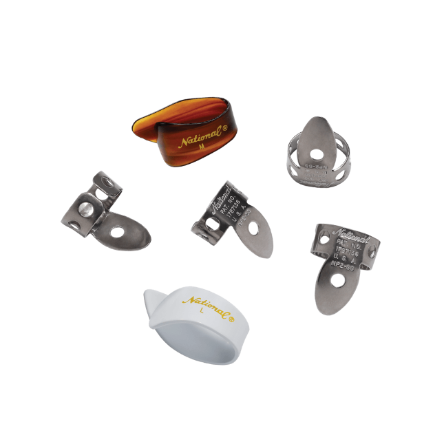 National Finger Picks, Stainless Steel and Celluloid Thumb Pick Bundle