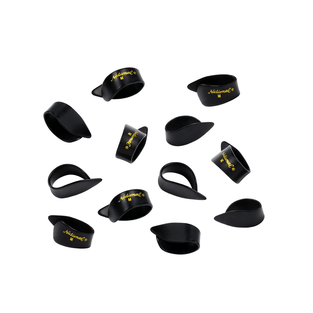 D'Addario National Celluloid Thumb Picks, Medium Black - 12 pack