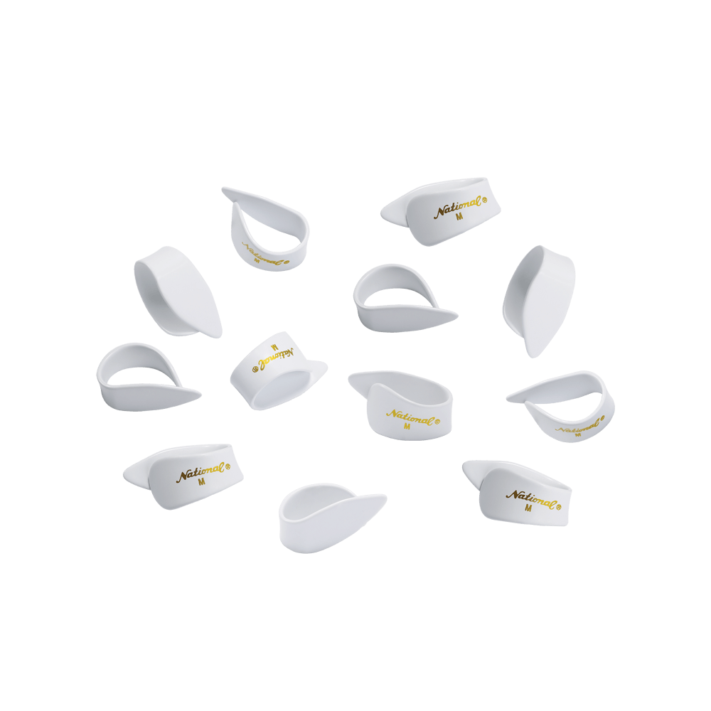 D'Addario National Celluloid Thumb Picks, Medium White - 12 pack