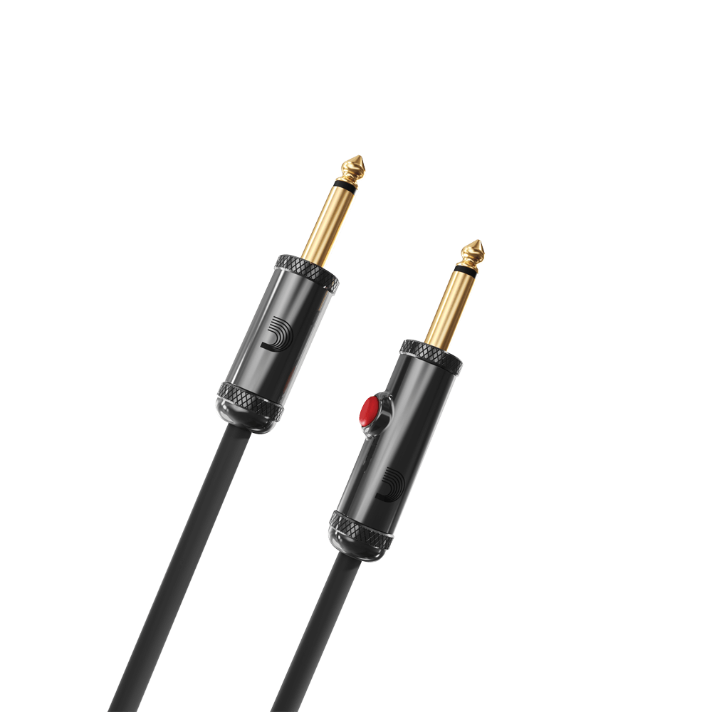 D'Addario Circuit Breaker Instrument Cable with Latching Cut-Off Switch, Straight Plug, 15 feet