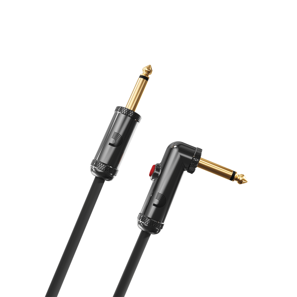 D'Addario Circuit Breaker Instrument Cable with Latching Cut-Off Switch, Right Angle Plug, 10 feet