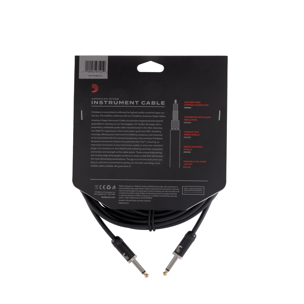 D'Addario American Stage Instrument Cable, 30 feet