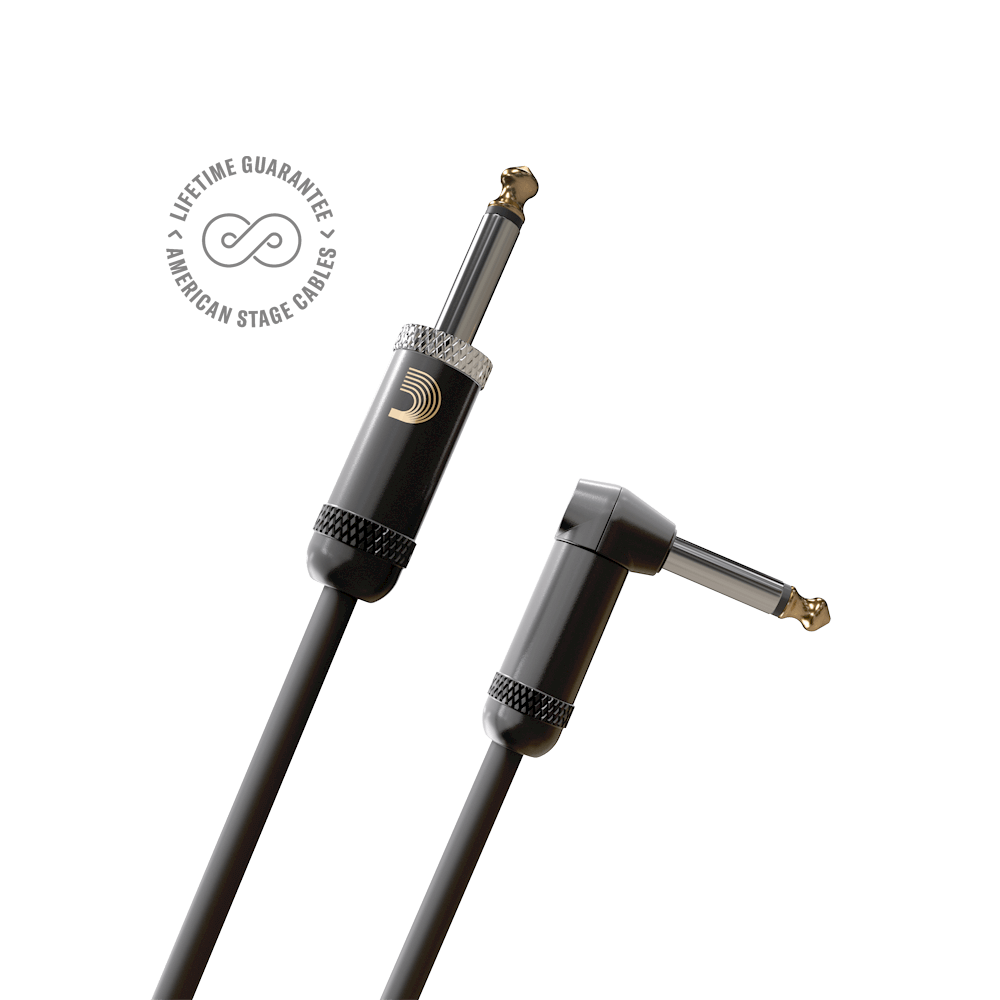 D'Addario American Stage Instrument Cable, Right Angle, 20 feet