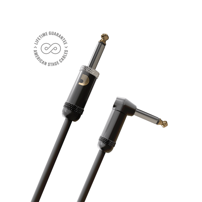 D'Addario American Stage Instrument Cable, Right Angle, 20 feet