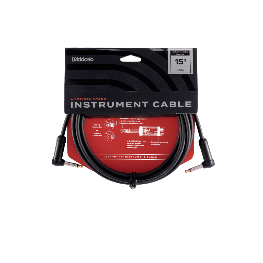 D'Addario American Stage Instrument Cable, Right to Right, 15 feet