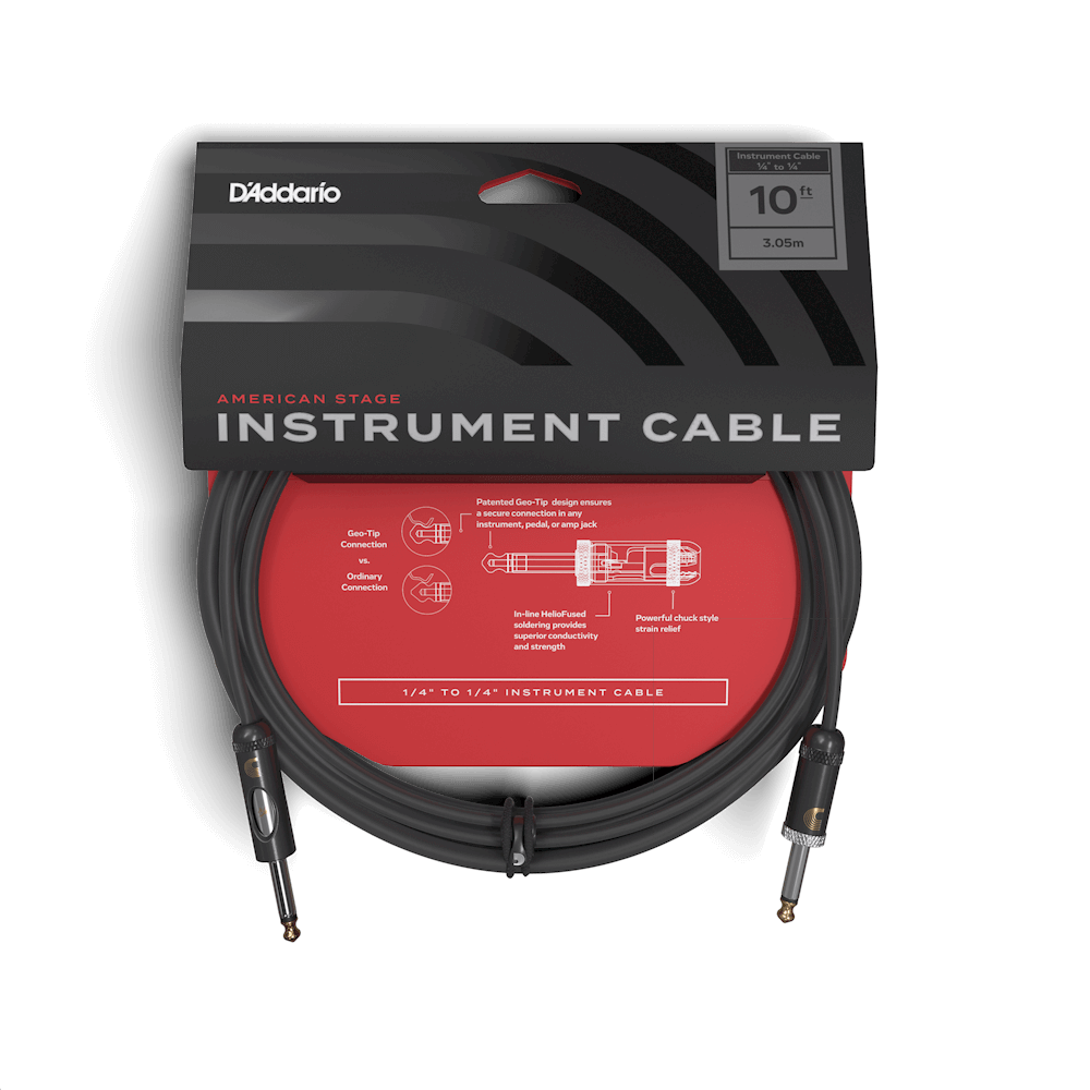 D'Addario American Stage Kill Switch Instrument Cable, 10 feet