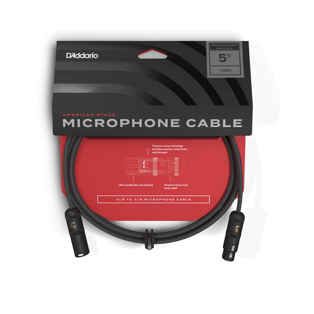 D'Addario American Stage XLR Microphone/Powered Speaker Cable, XLR to XLR - 5ft.