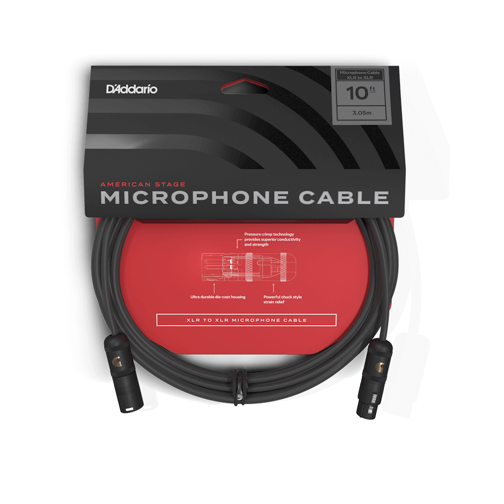 D'Addario American Stage XLR Microphone/Powered Speaker Cable, XLR to XLR - 10ft.