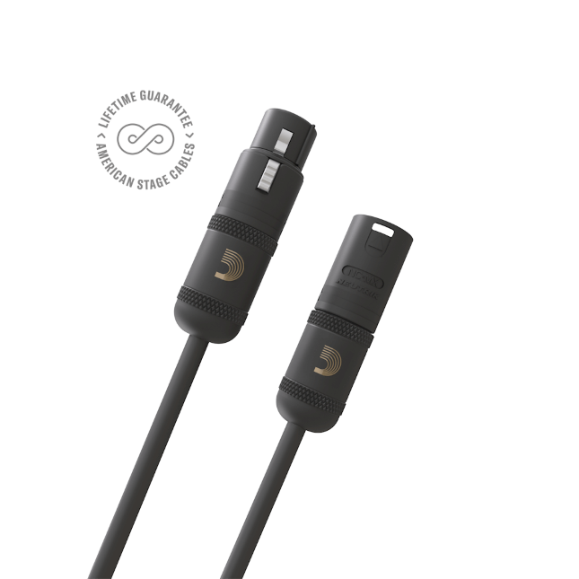D&#39;Addario American Stage XLR Microphone/Powered Speaker Cable, XLR to XLR - 10ft.