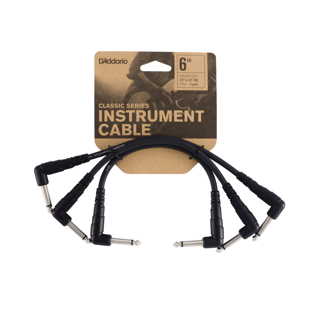D'Addario Classic Series Patch Cable, 3-pack, 6 inches