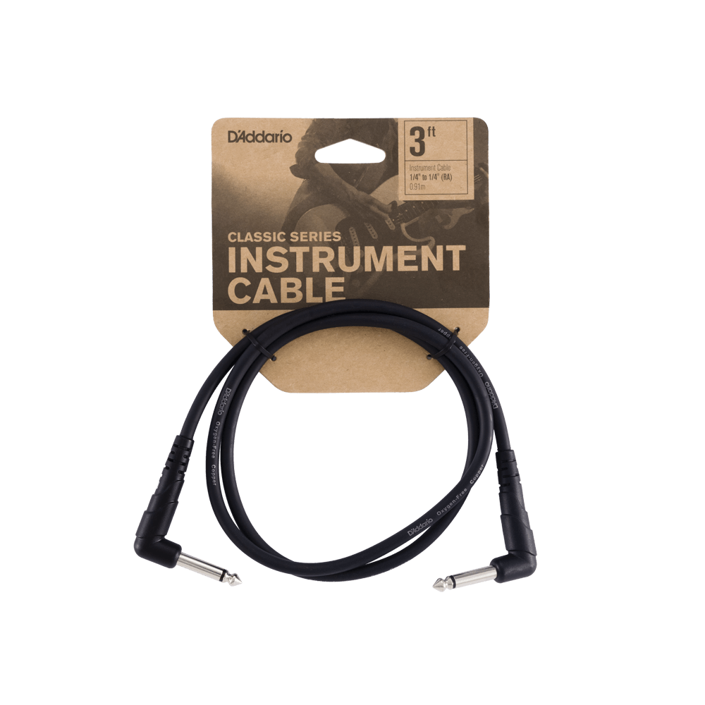 D'Addario Classic Series Patch Cable, Right-Angle, 3 feet