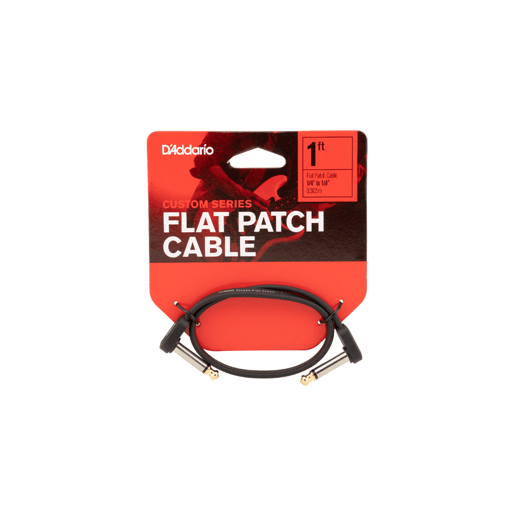 D'Addario Flat Patch Cable, 1ft Right Angle, Single PK