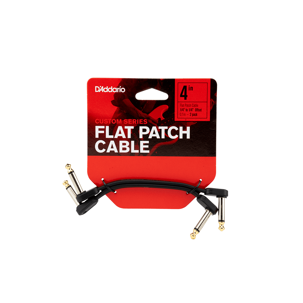 D'Addario Flat Patch Cable, 4in Offset Right Angle, Twin PK