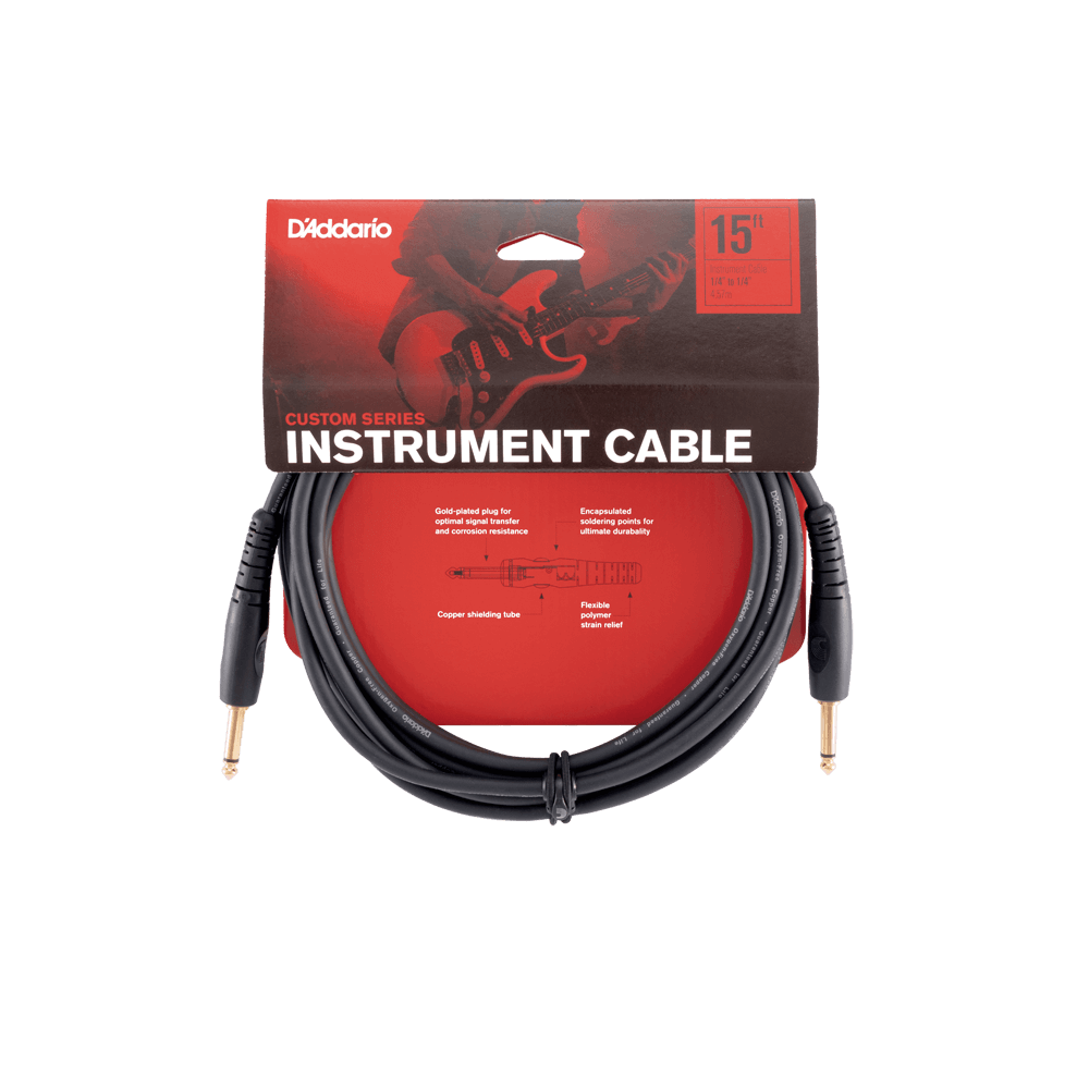 D'Addario Custom Series Instrument Cable, 15 feet