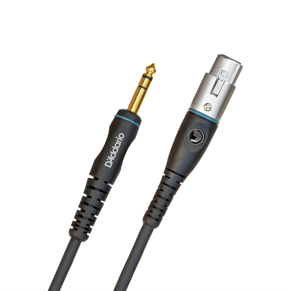 D'Addario Custom Series Microphone/Powered Speaker Cable, 1/4" TRS to XLR Female - 10ft.