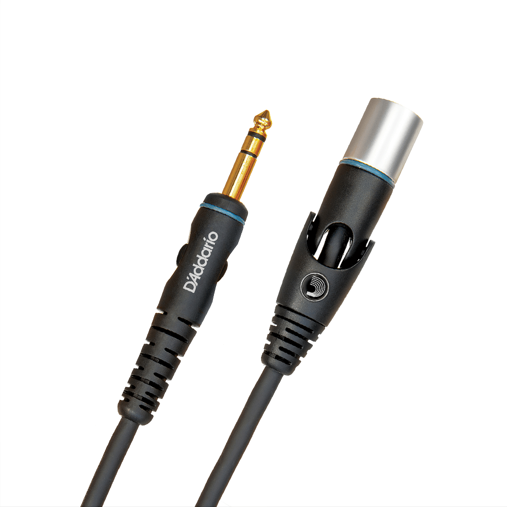 D'Addario Custom Series Swivel Microphone/Powered Speaker Cable, 1/4" TRS to XLR Male Swivel Connector - 5ft.
