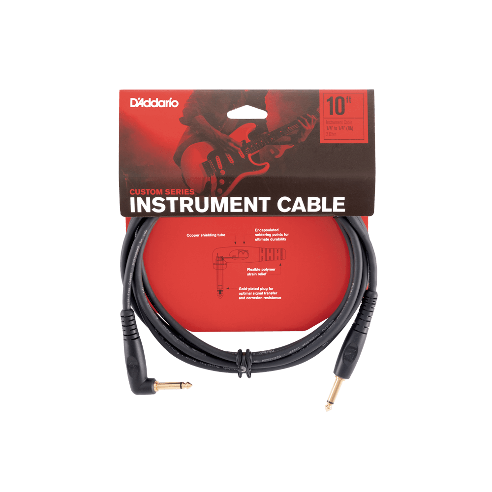D'Addario Custom Series Instrument Cable, Right Angle, 10 feet