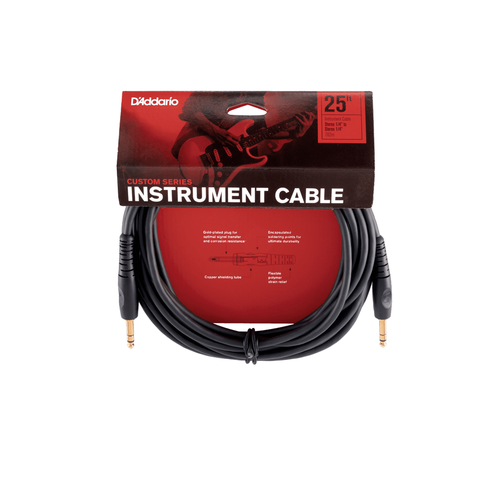 D'Addario Custom Series Instrument Cable, Stereo, 25 feet