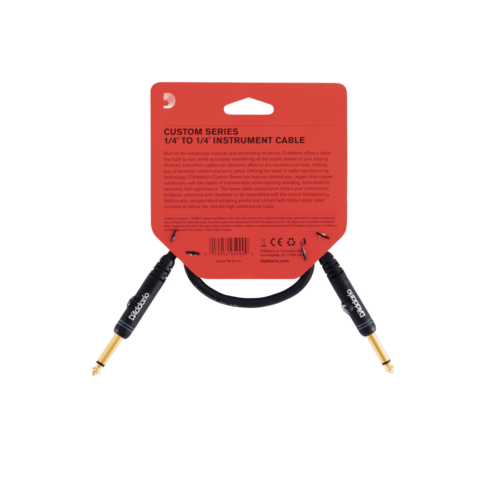 D'Addario Custom Series Patch Cable, 1 foot