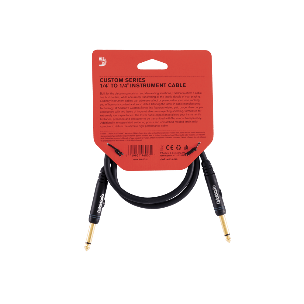 D'Addario Custom Series Patch Cable, 2 foot