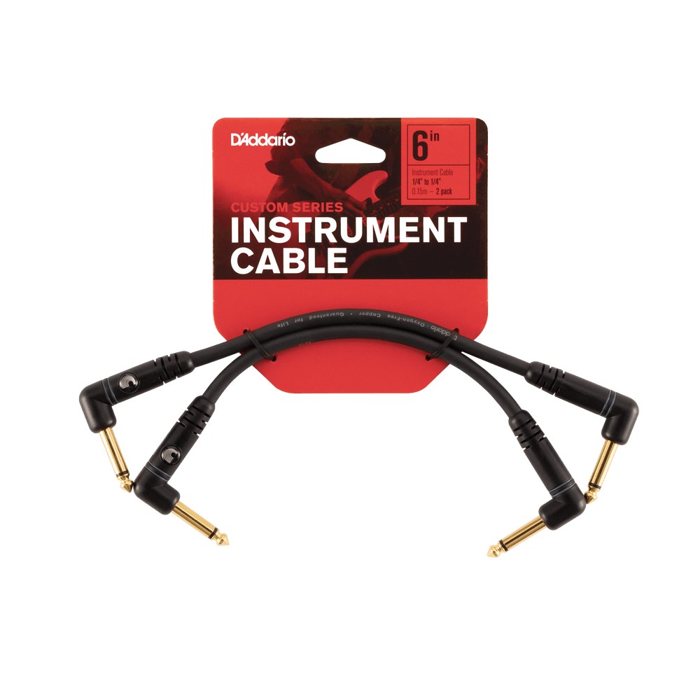 D'Addario Custom Series Patch Cable, 2-pack, Right Angle, 6 Inches