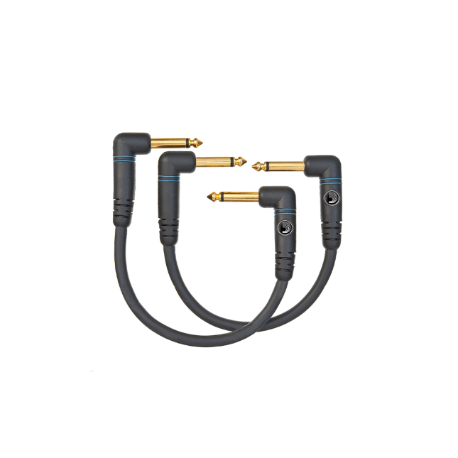 D'Addario Custom Series Patch Cable, 2-pack, Right Angle, 6 Inches