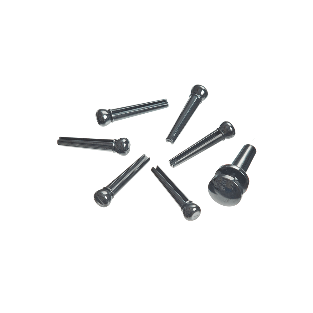 D'Addario Injected Molded Bridge Pins with End Pin, Set of 7, Ebony