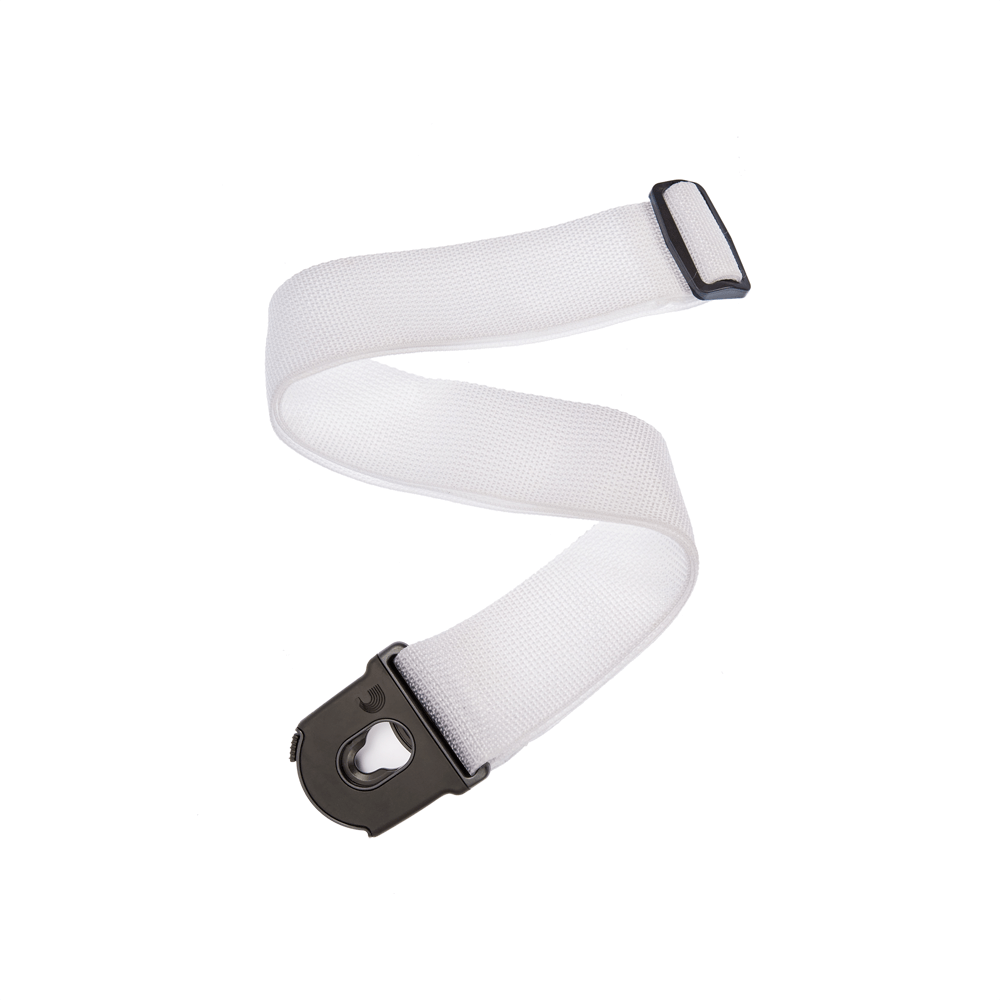 D'Addario Planet Lock Guitar Strap, Polypropylene, White