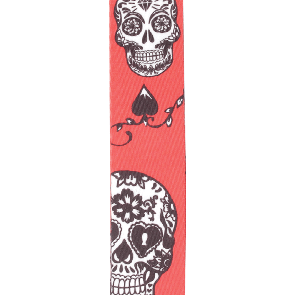 D'Addario Polyester Guitar Straps, Sugar Skulls, Red