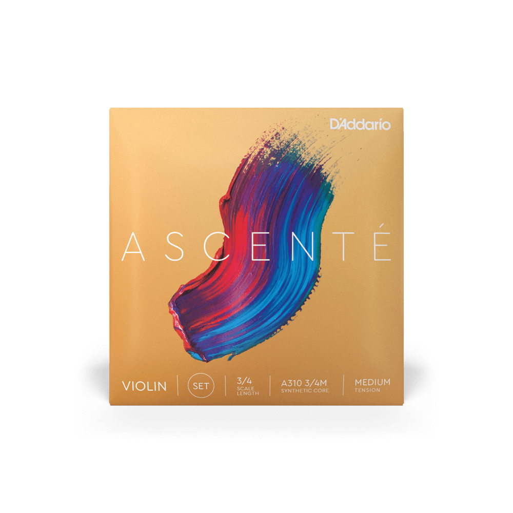 D'Addario Ascenté Violin String Set, 3/4 Scale, Medium Tension