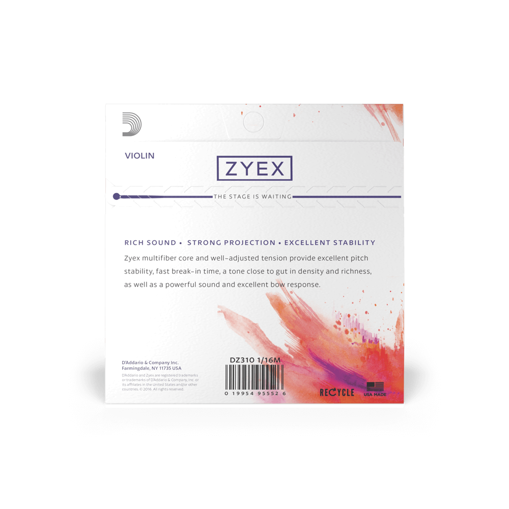D'Addario Zyex Violin Single A String, 1/16 Scale, Medium Tension