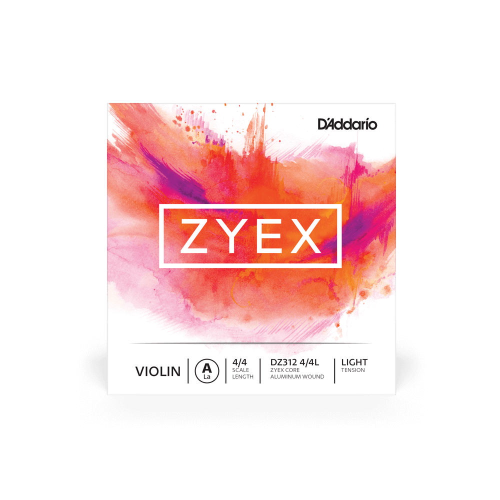 D'Addario Zyex Violin Single A String, 4/4 Scale, Light Tension