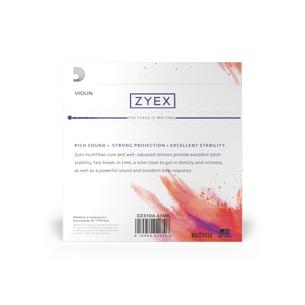 D'Addario Zyex Violin Single Aluminum D String, 4/4 Scale, Medium Tension