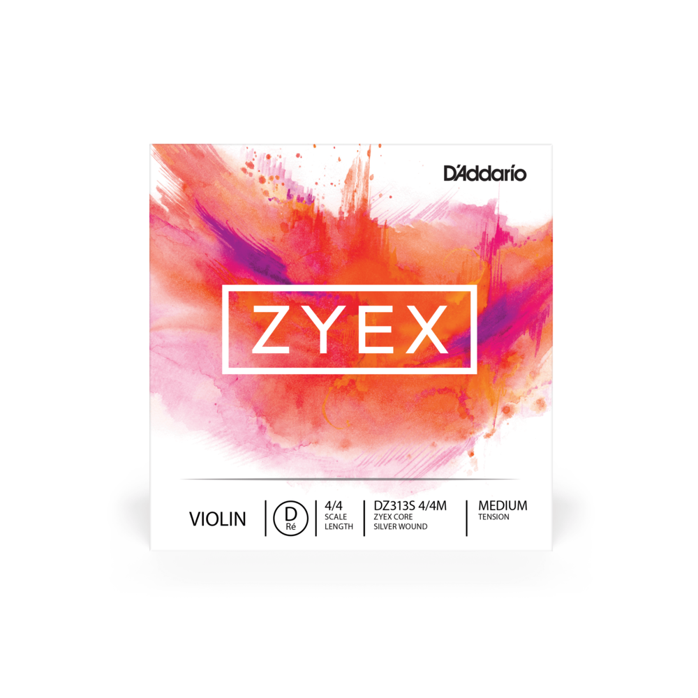 D'Addario Zyex Violin Single Silver D String, 4/4 Scale, Medium Tension