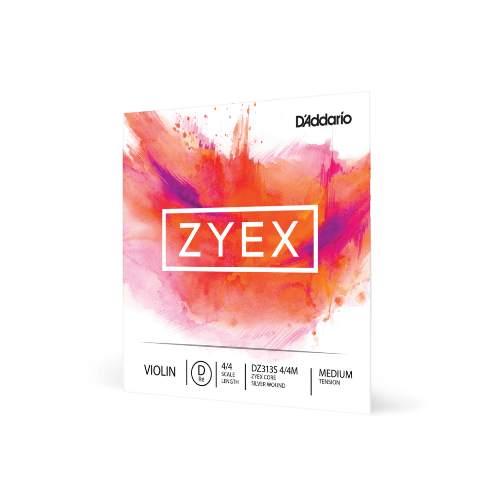 D'Addario Zyex Violin Single Silver D String, 4/4 Scale, Medium Tension