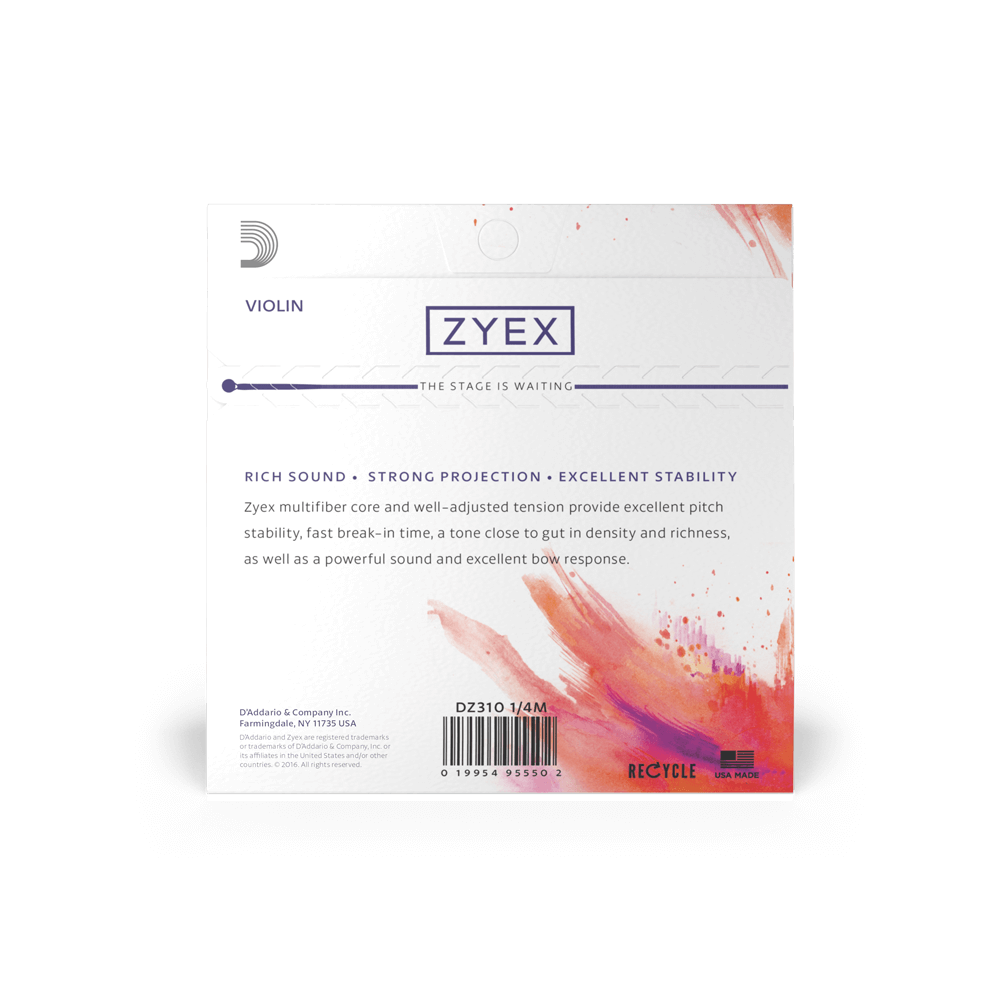 D'Addario Zyex Violin Single G String, 1/4 Scale, Medium Tension