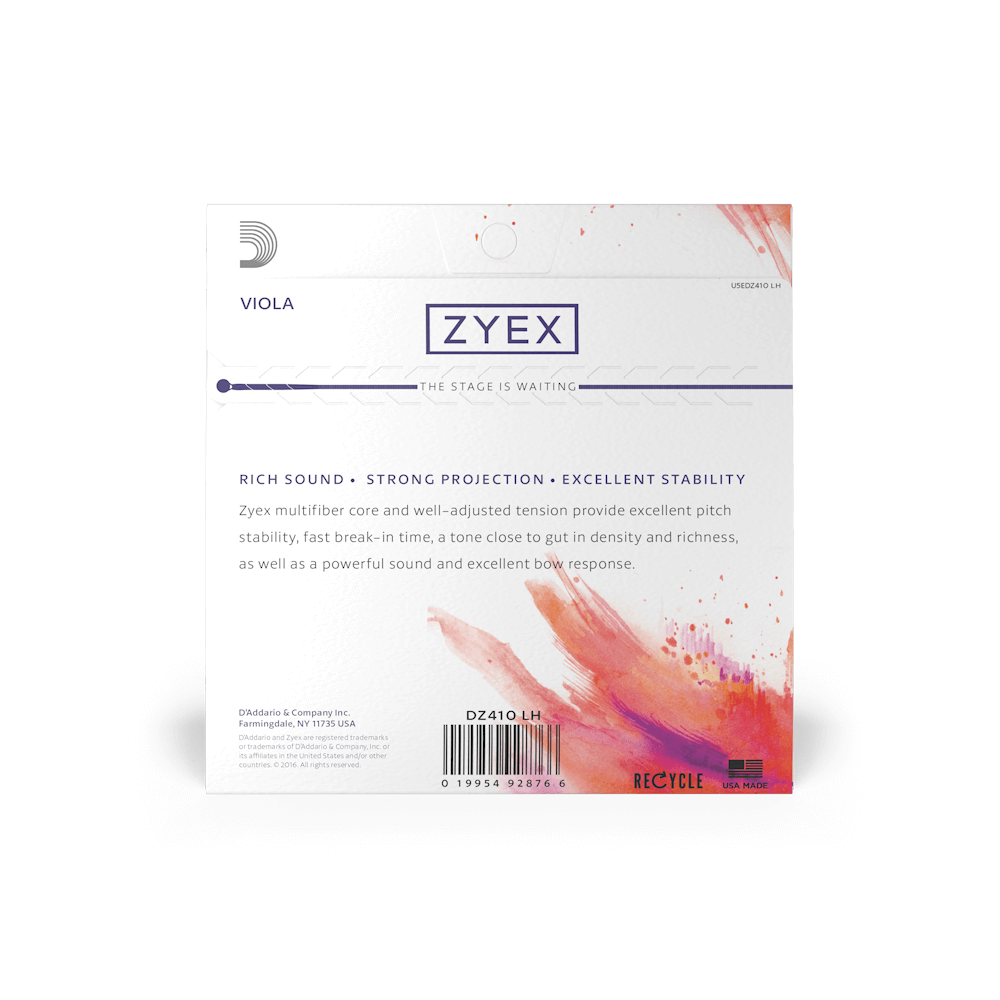 D'Addario Zyex Viola String Set, Long Scale, Heavy Tension