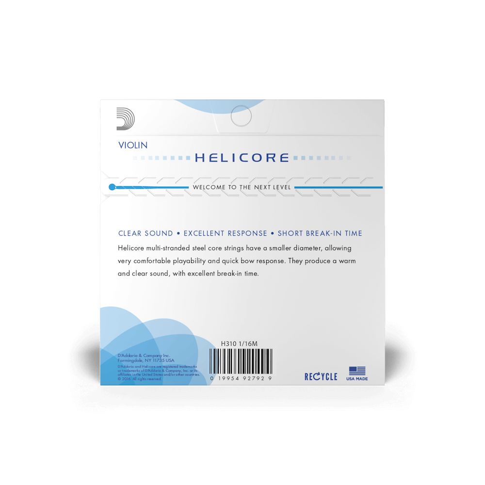 D'Addario Helicore Violin String Set, 1/16 Scale, Medium Tension