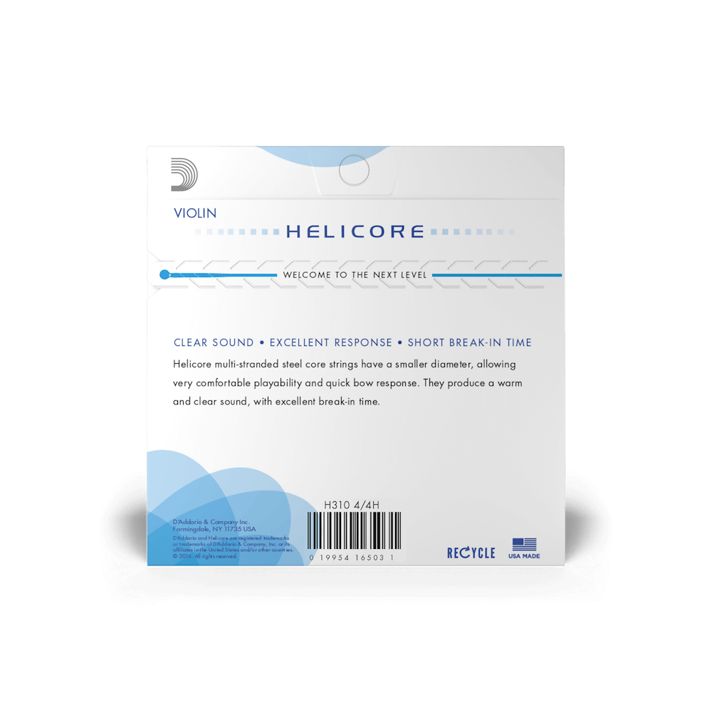 D'Addario Helicore Violin Single G String, 4/4 Scale, Heavy Tension