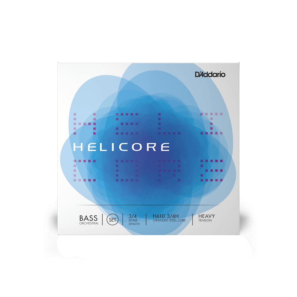 D'Addario Helicore Orchestral Bass String Set, 3/4 Scale, Heavy Tension