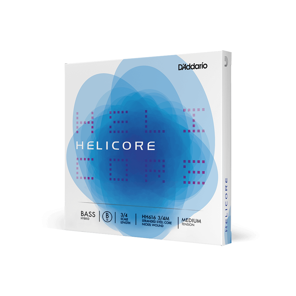 D'Addario Helicore Hybrid Bass Single Low B String, 3/4 Scale, Medium Tension