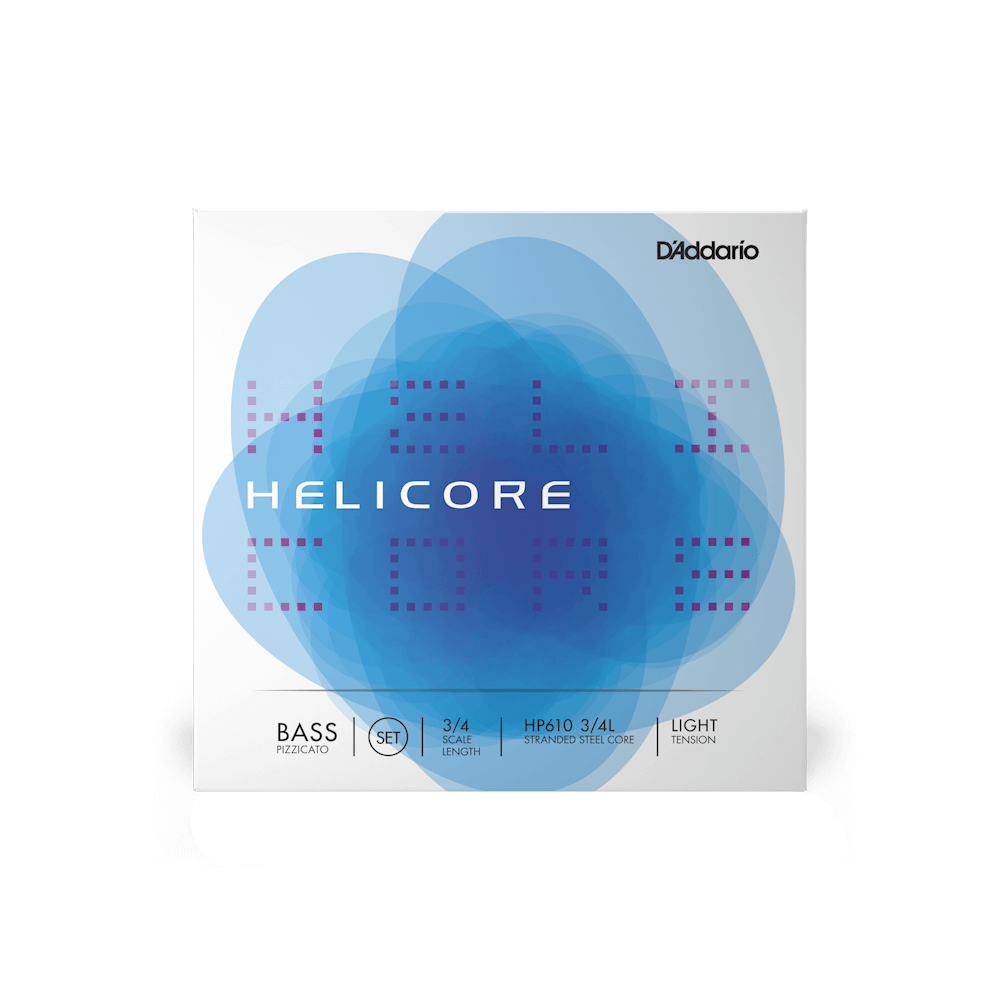 D'Addario Helicore Pizzicato Bass String Set, 3/4 Scale, Light Tension