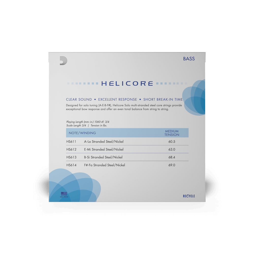 D'Addario Helicore Solo Bass Single F# String, 3/4 Scale, Medium Tension