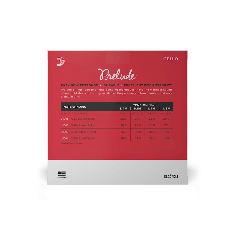 D'Addario Prelude Cello Single A String, 1/4 Scale, Medium Tension