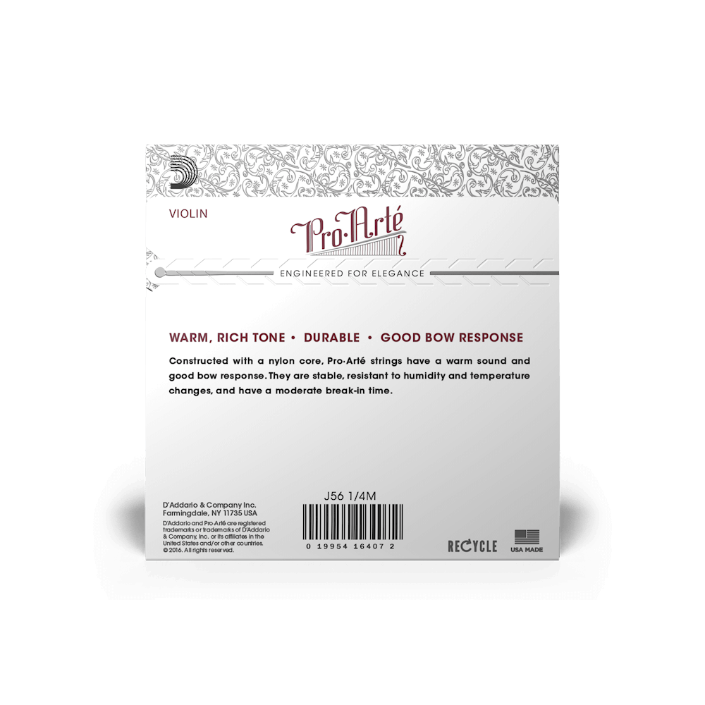 D'Addario Pro-Arte Violin String Set, 1/4 Scale, Medium Tension